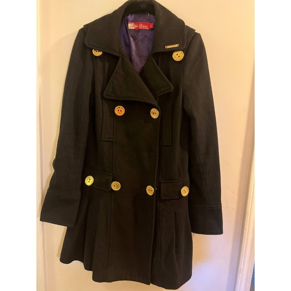 Apple Bottoms Coat Women's Vintage Y2K‎ Black Long Sleeve Peacoat